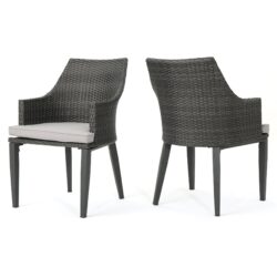 Hillhurst - Outdoor Chair, Comfortable Rattan With Weather Resistant Cushion (Set of 2) - Gray