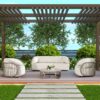 Harper - Barrel Upholstered Patio Deep Seating Armchair Axroma Olefin - Oat Beige - Image 8