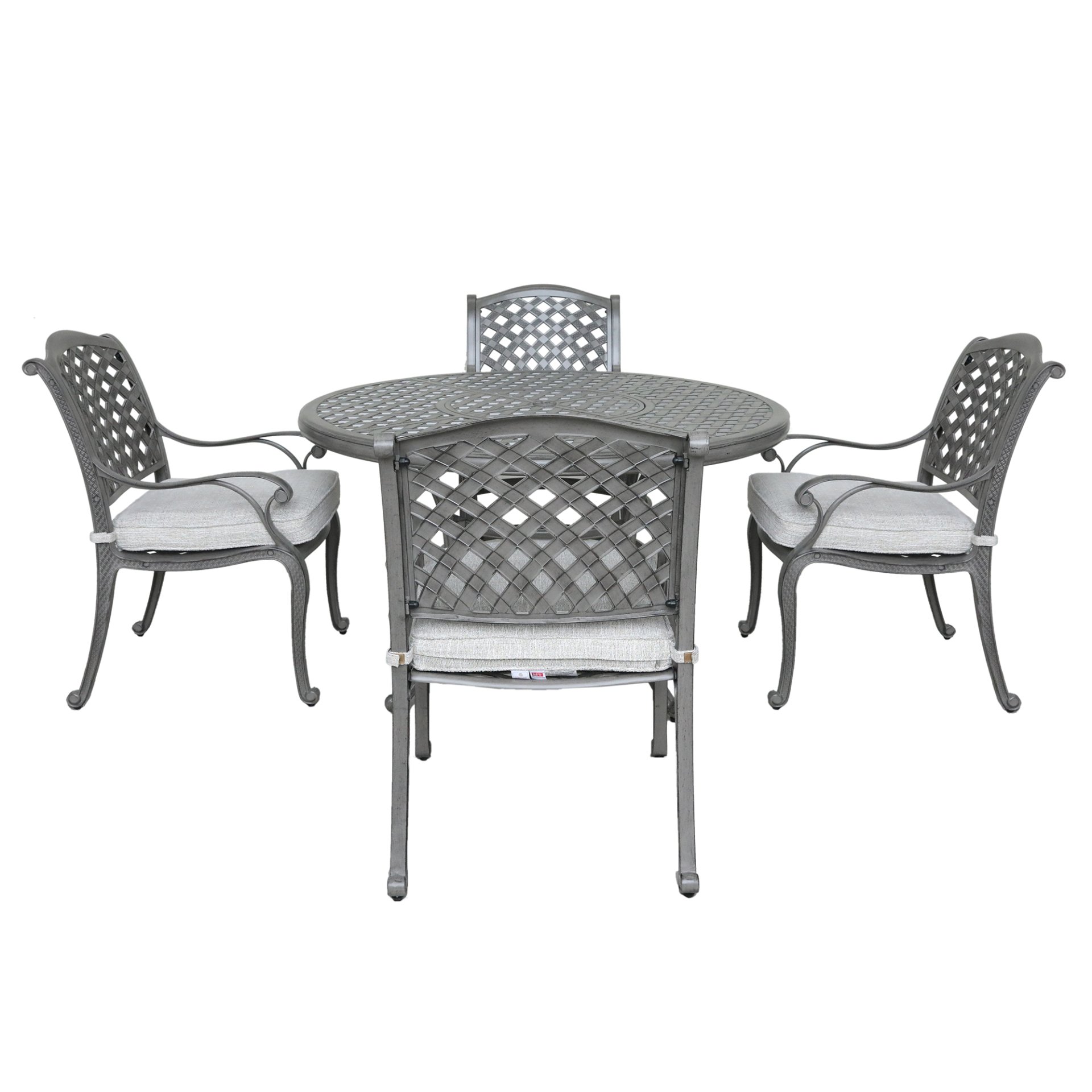 Outdoor 5 Piece Aluminum Dining Set With Cushion - Golden Gauze - Image 3