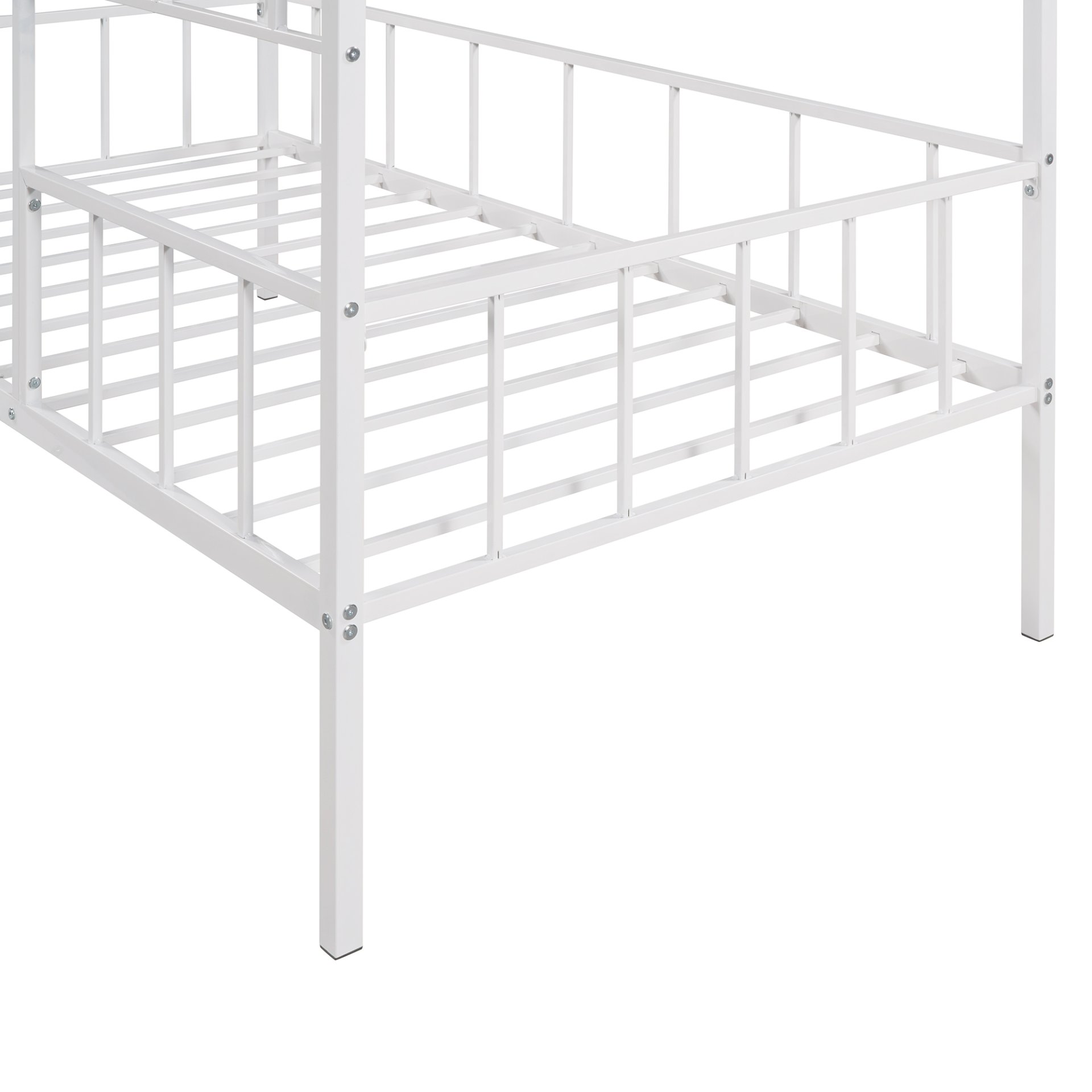 House Bed Frame Twin Size With Slatted Support No Box Spring Needed - White - Image 7