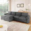 Modern Convertible Sectional Sofa With Storage Chaise Lounges And USB Ports - Dark Gray - Image 3