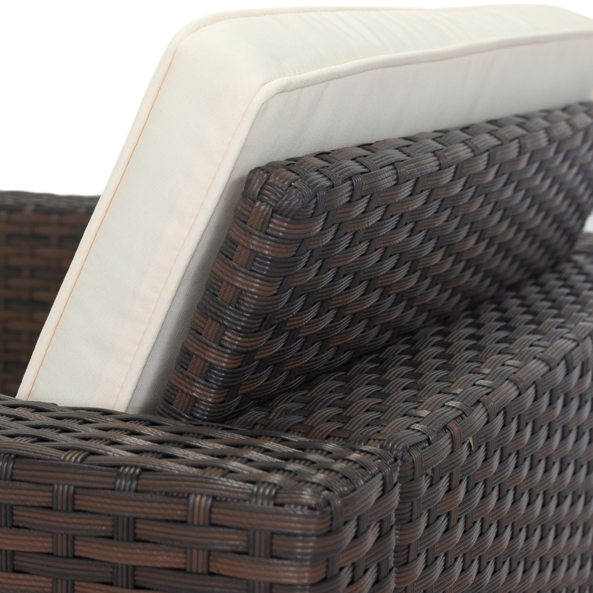 11 Piece Patio Wicker Conversation Set, 10 Seater Patio Sectional Set With 3 Storage Box Under Seat - Brown / White - Image 9