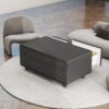 Modern Smart Coffee Table With Built-In Fridge - Bluetooth Speaker, Wireless Charging, Touch Control Panel, USB Interface, Outlet Protection, Atmosphere Light - Black - Image 6
