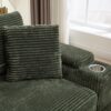 Convertible Sectional Sofa Bed Set With Armrest Storage, Cup Holder, USB, 4 Seater - Green - Image 7