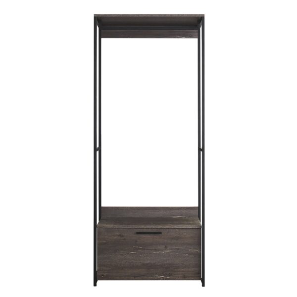 Monica - Wood And Metal Walk In Closet With 1 Drawer And Construction - Gray
