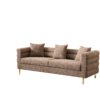 Luxurious And Comfortable Upholstered Sofa With Golden Legs And Pillows For Living Room And Reception Area - Brown - Image 12