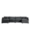 Modern Upholstered Corduroy Fabric Sofa With 3 Footstools And Pillows, 4 Seater - Gray - Image 13