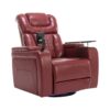 270 Degree Swivel Power Recliner With Tray Table, Phone Holder, Cup Holder, USB Port - Red - Image 12