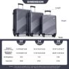 3 Piece Luggage Sets Lightweight Suitcase With Two Hooks, Spinner Wheels, (20/24/28) - Gray - Image 3
