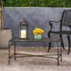 Luna - Outdoor Iron Coffee Table - Black Brush Silver - Image 5