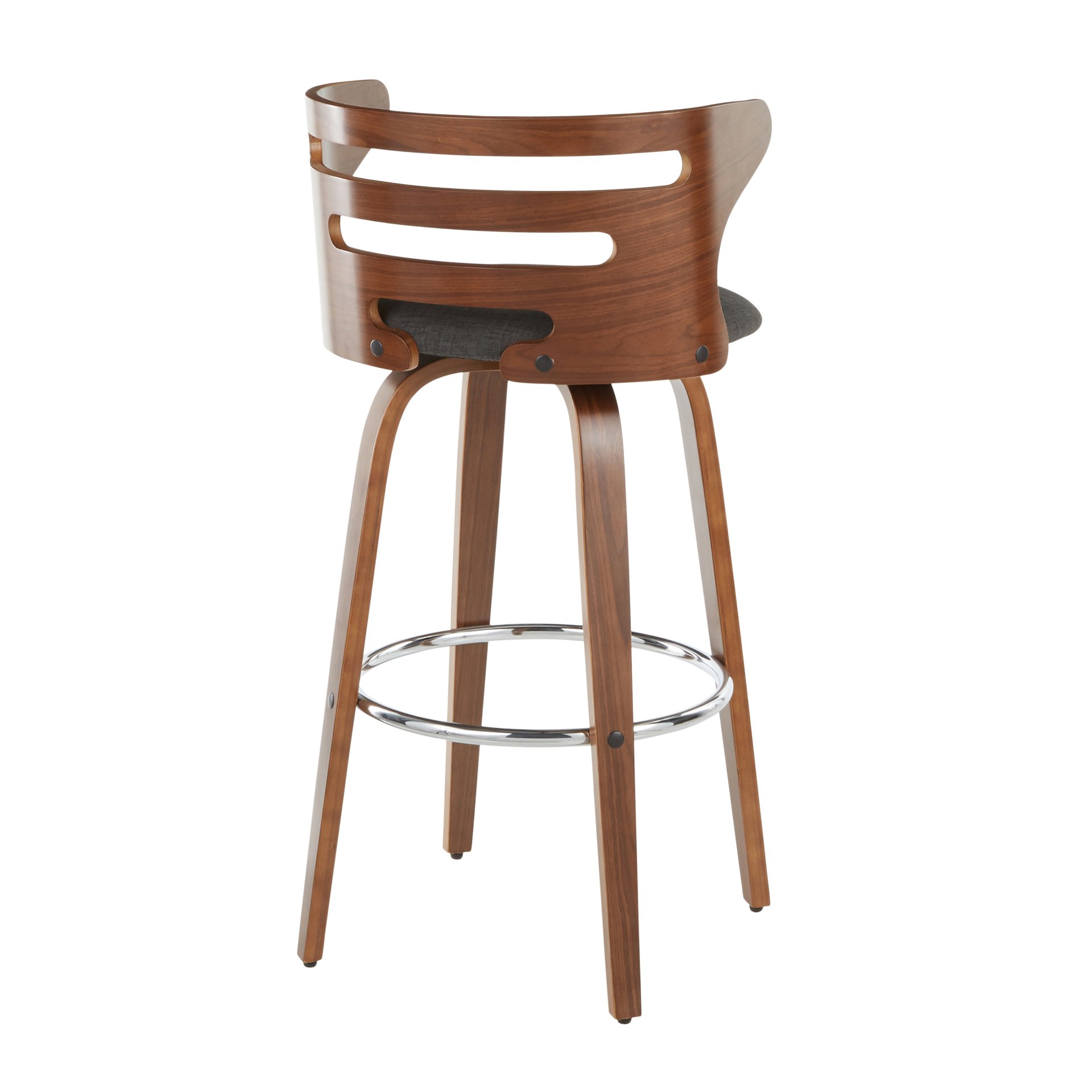 Cosini - Mid-Century Modern Barstool With Swivel (Set of 2) - Walnut / Charcoal - Image 4