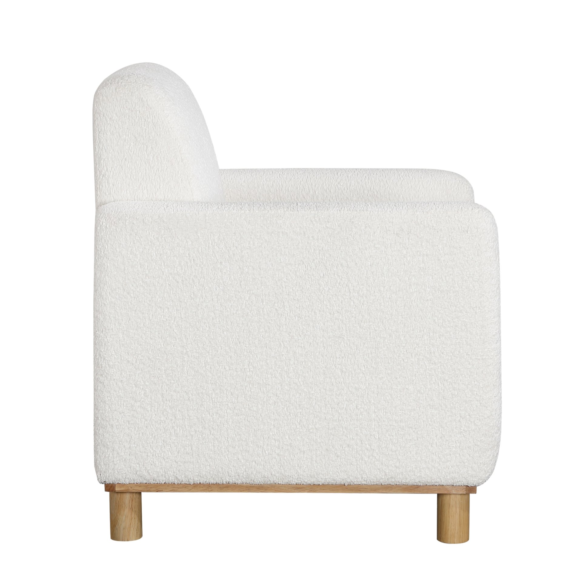 Mason - Boucle Fabric Arm Chair With Wooden Legs - White - Image 4