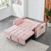 Modern Velvet Sofa, Sofa Pull-Out Bed, Small Love Seat Casual Sofa With Back, With Pillow, Pockets, Living Room Furniture, 3 In 1 Convertible Sleep Sofa Bed - Pink - Image 4