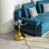 Elegant Small Round Side Table With Tempered Glass Top For Living Room - Gold - Image 5