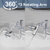 Bathroom Sink Faucet With Spray Function And Temperature Display, Anti Skid Switch, 360 Degree Rotary, Brass Material - Chrome - Image 5
