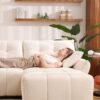 Modern Ergonomic Single Seater Sofa With Ottoman, High Resilience Support - White - Image 10