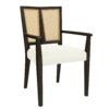Mid Century Modern Arm Dining Chair (Set of 2) With Rattan Backrest - Beige / Dark Brown - Image 5