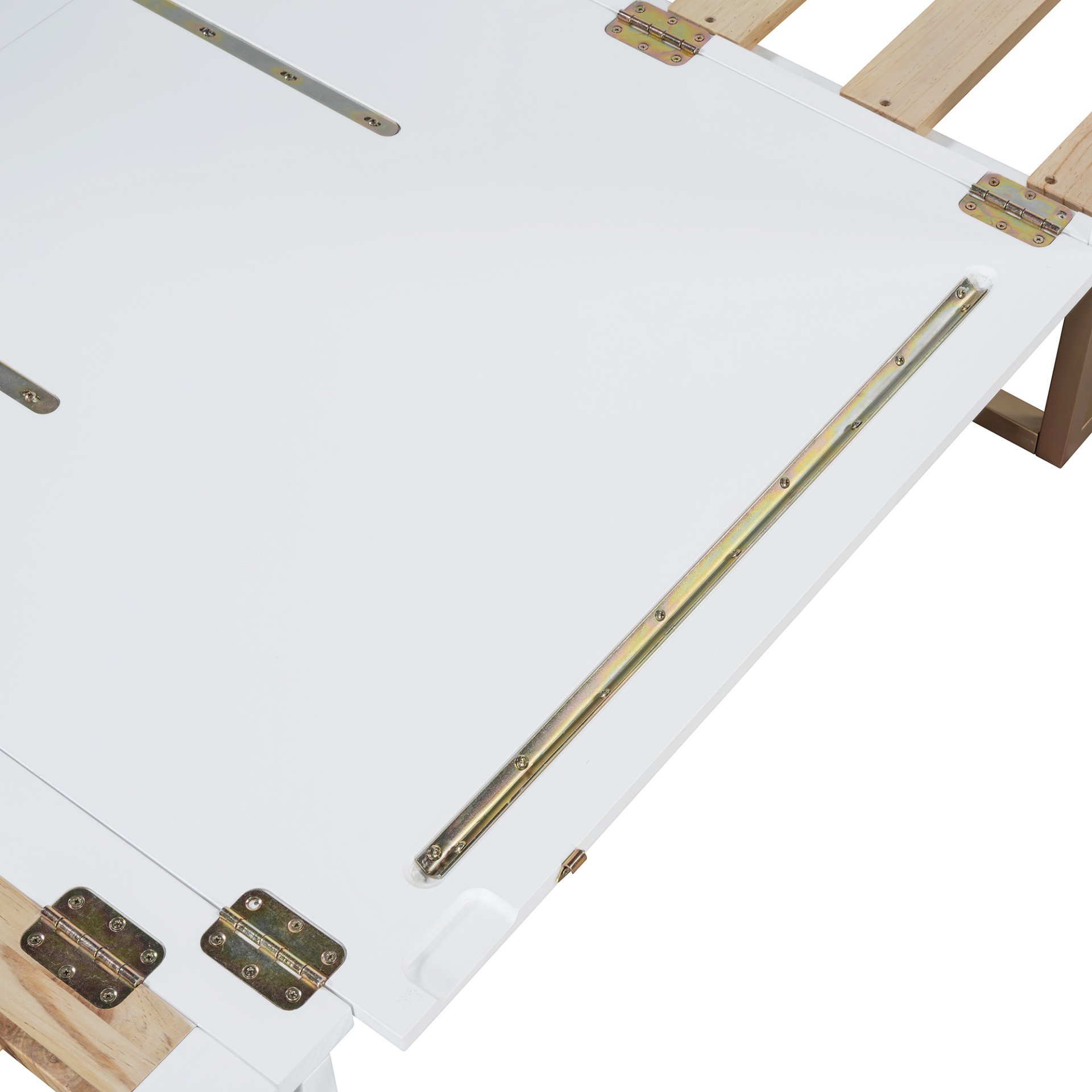 Queen Size Murphy Bed With Iron Legs, Modern Design - White - Image 15