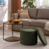 Multi Functional Combination Set Table Ottoman With Drum Stool And Storage Space Dark - Dark Green - Image 6
