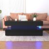 High Quality Foldable 3 Tier Coffee Table With Drawers And LED Light - Black - Image 7