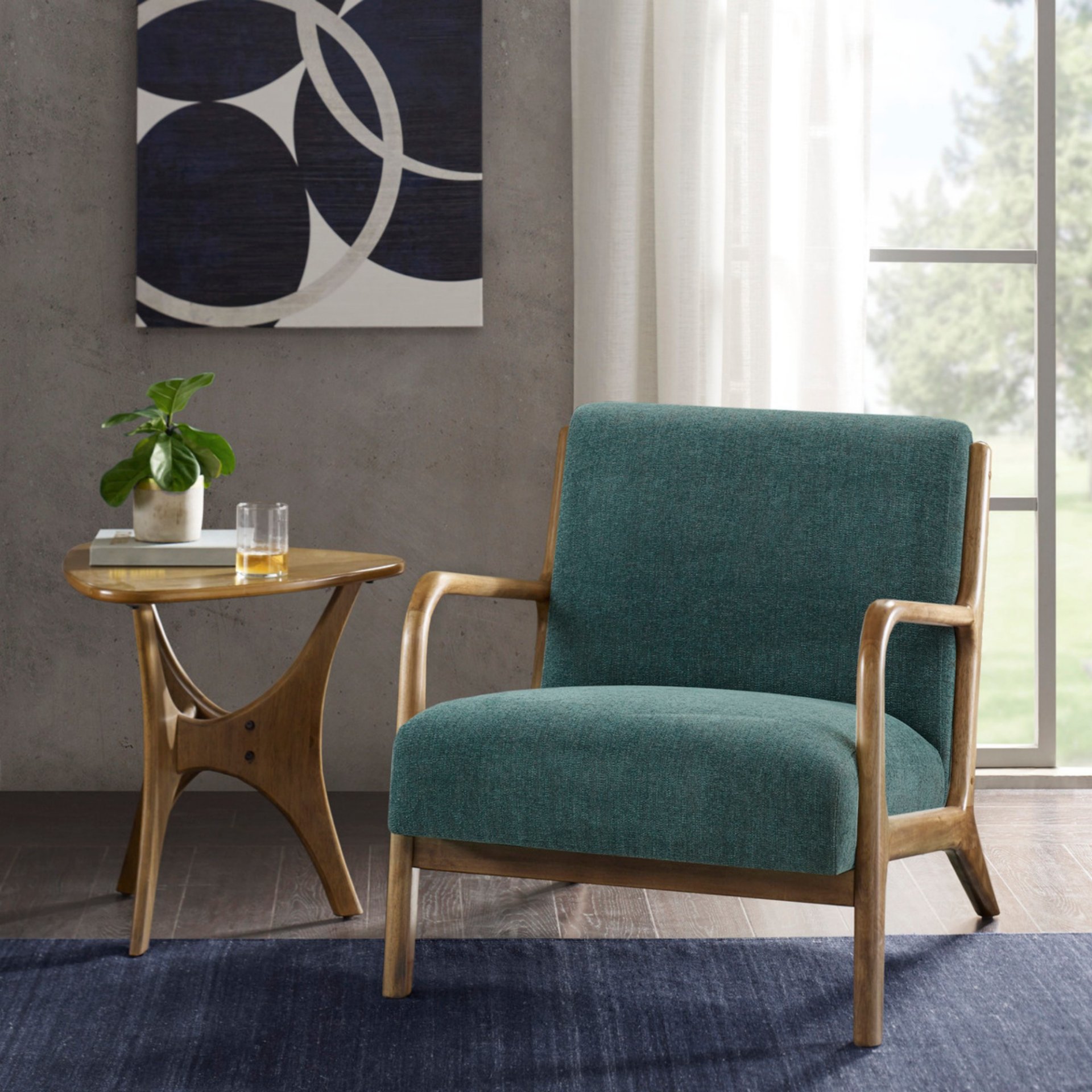 Lounge Chair Mid Century Style - Teal - Image 2