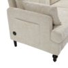 Modern Style Chenille 2 Seater Sofa With LED Light, USB Port, Storage Bag, Wood Legs - Beige - Image 20