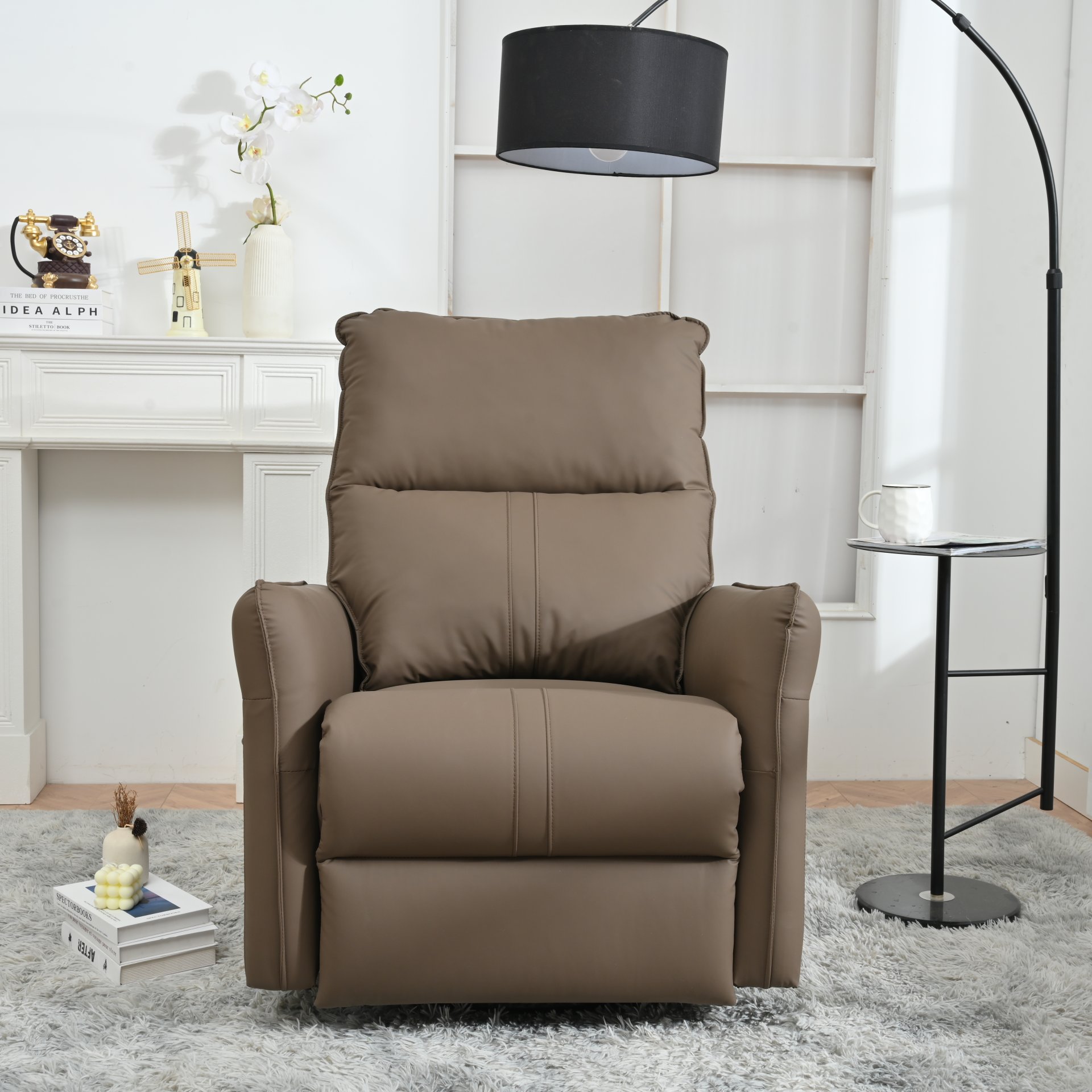 29.92" 270 Power Swivel Rocker Recliner Chair, Electric Glider Reclining Sofa With USB Ports, Power Swivel Glider, Rocking Chair Nursery Recliners For Living Room Bedroom - Brown - Image 8