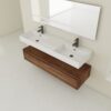 Modern Wall Mounted Bathroom Vanity With Dual Resin Sink And Soft Close Drawers - Brown Ebony - Image 4