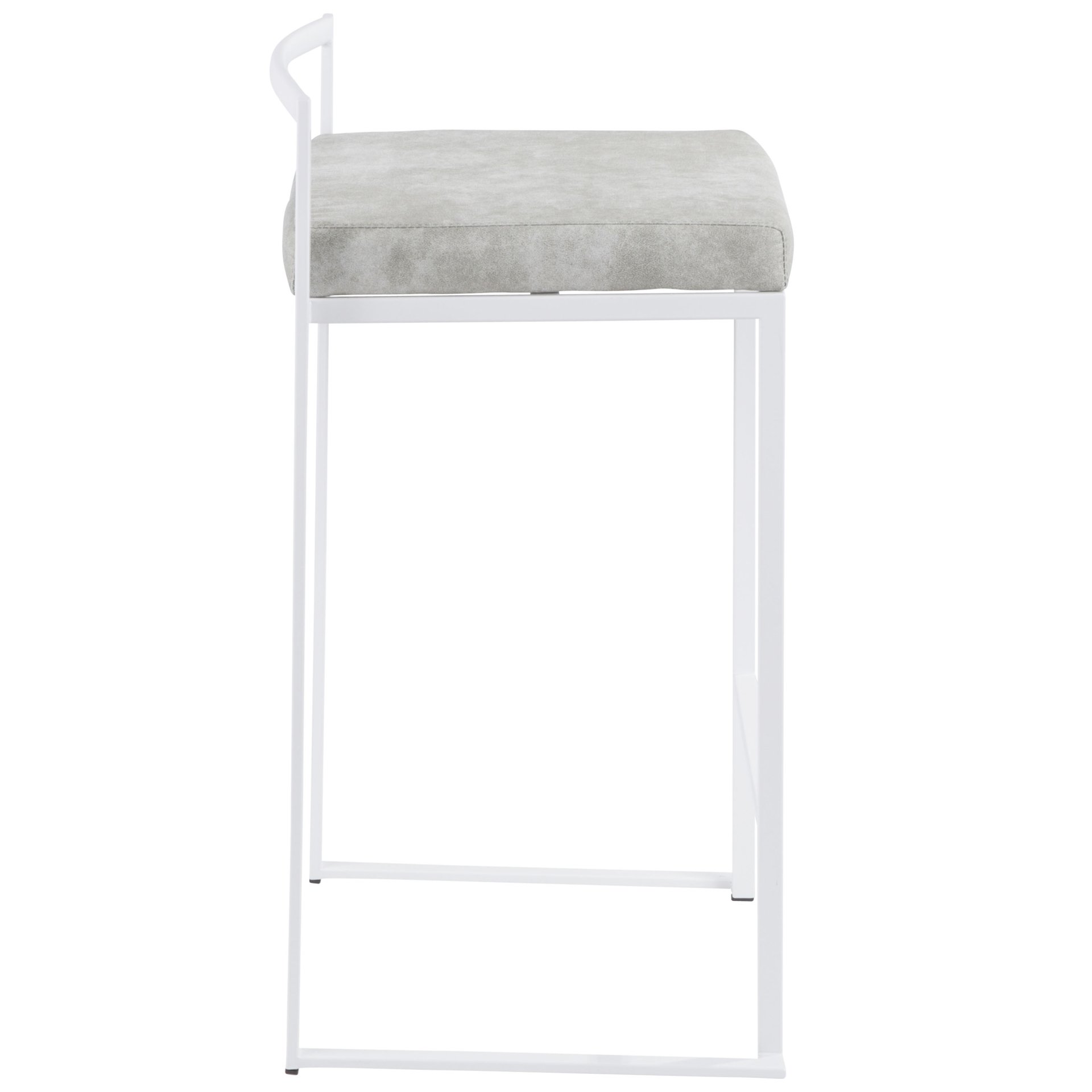 Fuji - Contemporary Stackable Counter Stool (Set of 2) - White / Light Gray - Image 3