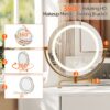 Modern Corner Makeup Vanity Desk With Large Storage, LED Mirror & Stool, Adjustable Brightness, Space Saving - White - Image 5