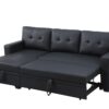 Upholstered Pull Out Sectional Sofa With Chaise - Black - Image 3