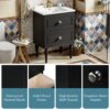Bathroom Vanity Cabinet With Ceramic Sink Combo Set, Frame Modern Bathroom Storage Cabinet With 2 Drawers - Black - Image 6