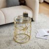 Modern Side Table With Mirror Top And Metal Frame - Gold / Clear - Image 12