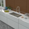Modern Double Bowl Undermount Sink 60 / 40 Design With 10" Deep Basins In Stainless Steel - White - Image 4