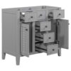 Bathroom Vanity Without Sink, Cabinet Base Only, Two Cabinets And Five Drawers, Solid Wood Frame - Gray - Image 11