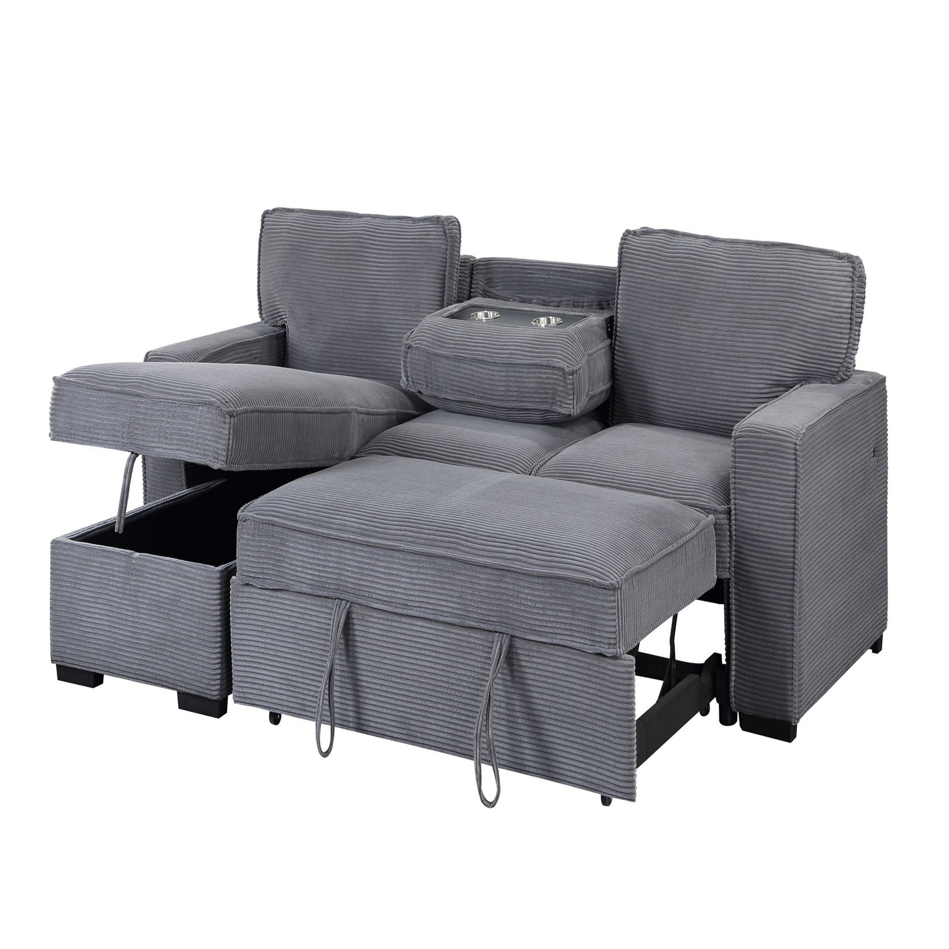 Territory - Pull Out Sofa Bed With Design - Dark Gray - Image 6