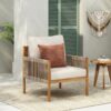 Modern Outdoor Woven Lounge Chair With Solid Wood Frame - Teak - Image 2
