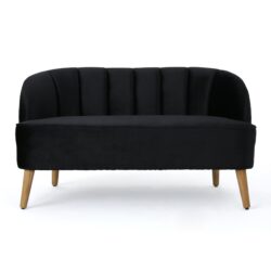 Modern Classic Shell Backed Loveseat - Black