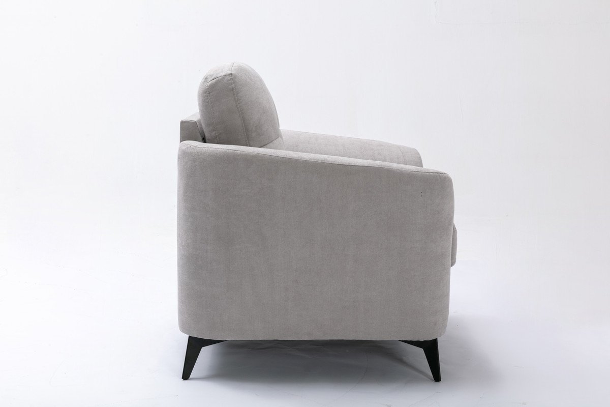 Callie - Woven Fabric Living Room Sofa, Loveseat, Chair (Set of 3) - Light Gray - Image 13