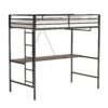 Adam - Twin Loft Bunk Bed With Cinnamon Wood Desk And Closet Rod - Black - Image 12