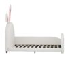 Twin Size Upholstered Rabbit-Shape Princess Bed, Twin Size Platform Bed With Headboard And Footboard - White - Image 4