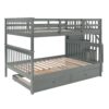 Full Over Full Stairway Bunk Bed With Twin Size Trundle, Storage And Guard Rail For Bedroom - Gray - Image 2