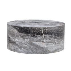 Simple Marble Textured Cylindrical Coffee Table, Industrial Style Living Room Furniture - Gray