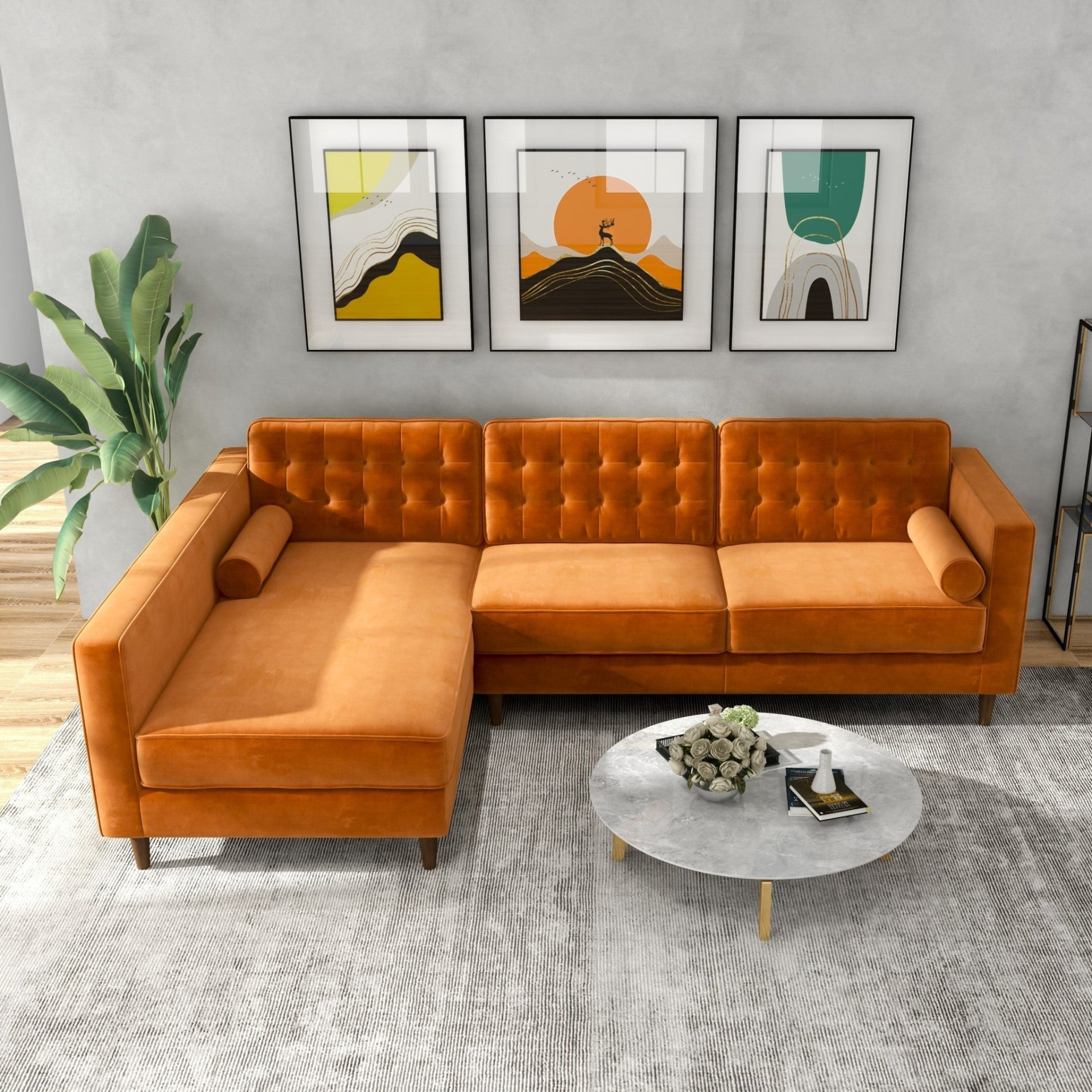 Christian - Sectional Sofa Left Facing - Burnt Orange - Image 3