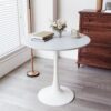 Mid Century Round Dining Table With Table Top & Pedestal Base For 2 - 4 People - White - Image 2