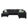 Sectional Sofa Couches Living Room Sets, 7 Seats Modular Sectional Sofa With Ottoman, L Shape Fabric Sofa Corner Couch Set With 3 Pillows - Black - Image 6