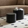 Modern Nesting Coffee Table Set With Walnut Veneer - 2 Pieces For Living Room - Black - Image 11