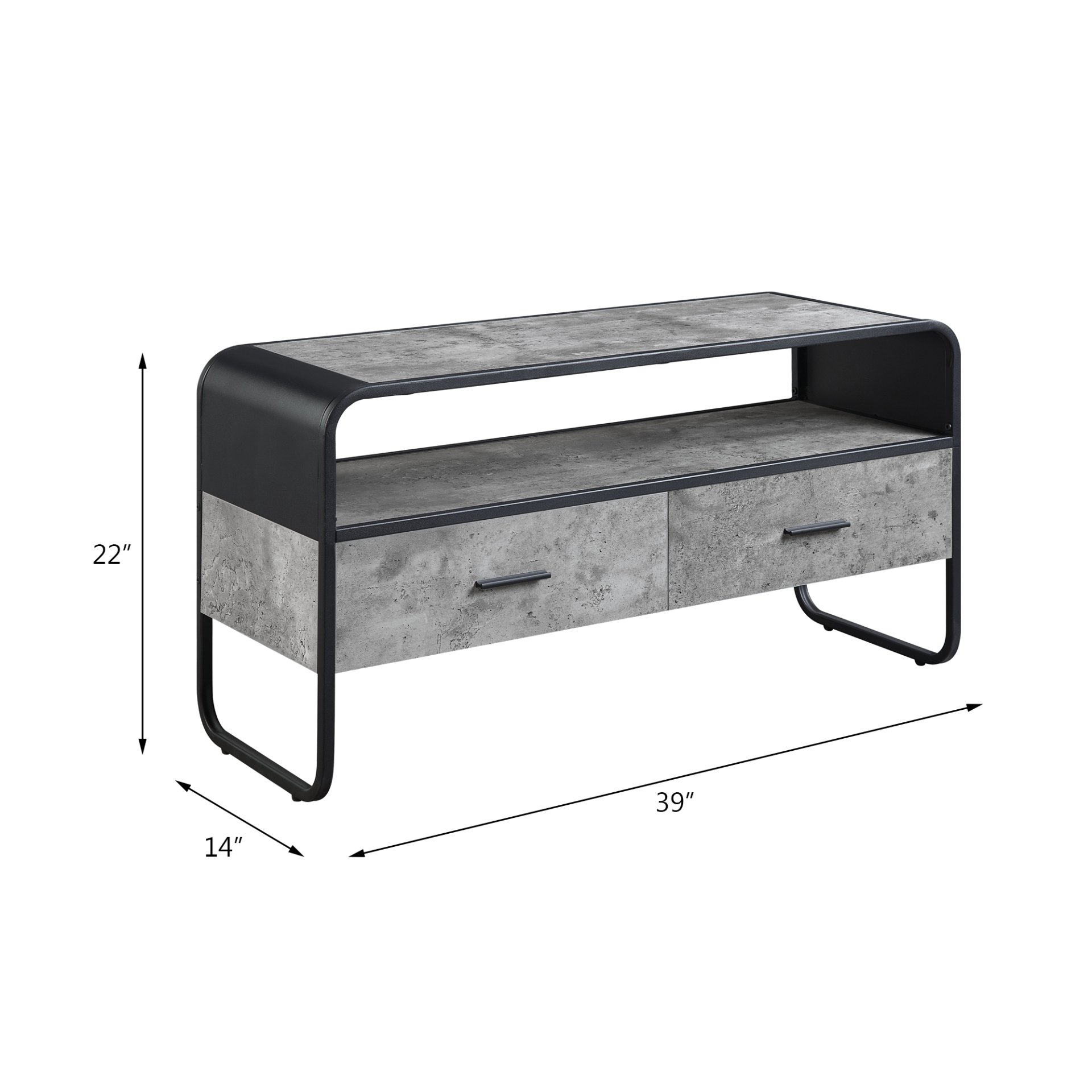 Raziela - TV Stand - Concrete Gray / Black - Image 2