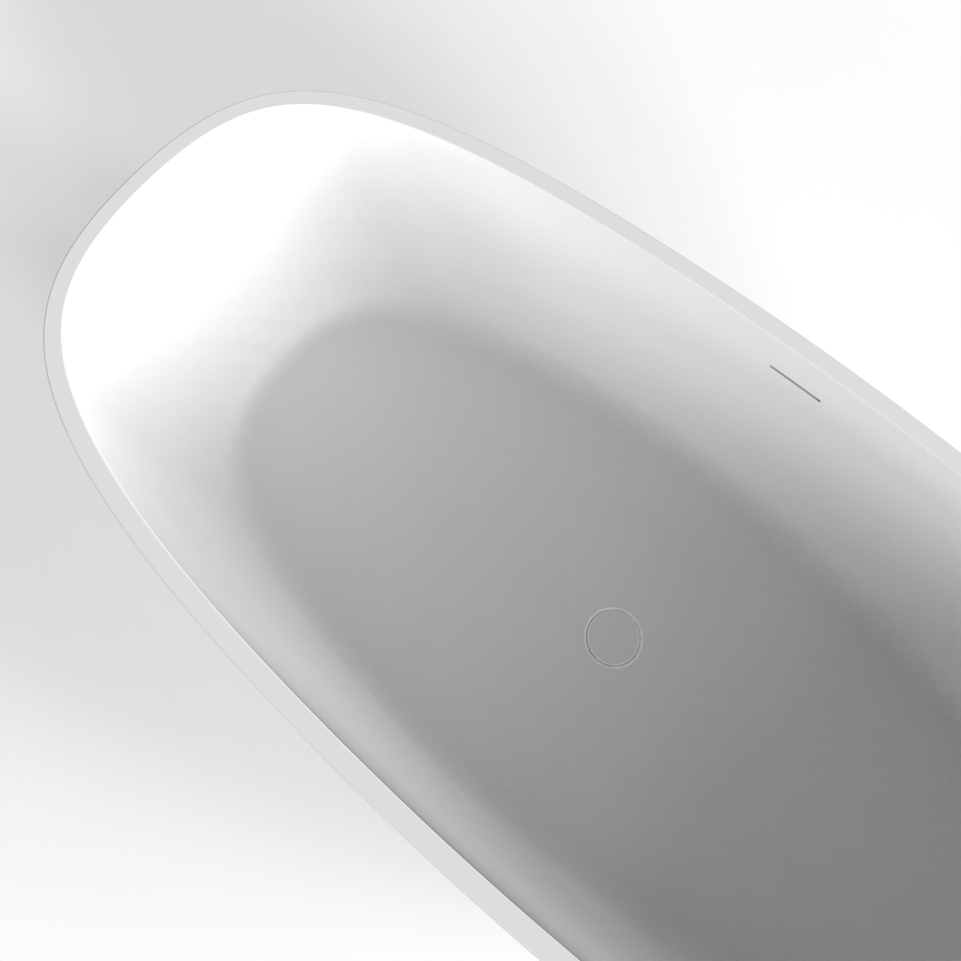 Soaking Bathtub, Freestanding, Solid Surface - Matte White - Image 8