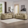 Modern Fabric Living Room Sofa Set, (Set of 2) Recliner Sofas Corduroy Upholstery - Tan - Image 13